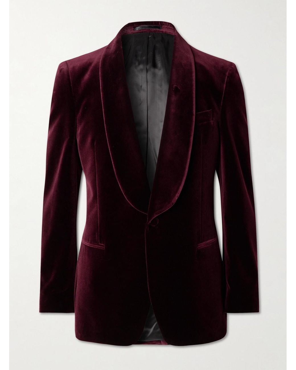 Mr P. Red Slim-Fit Shawl-Collar Cotton-Velvet Tuxedo Jacket for men