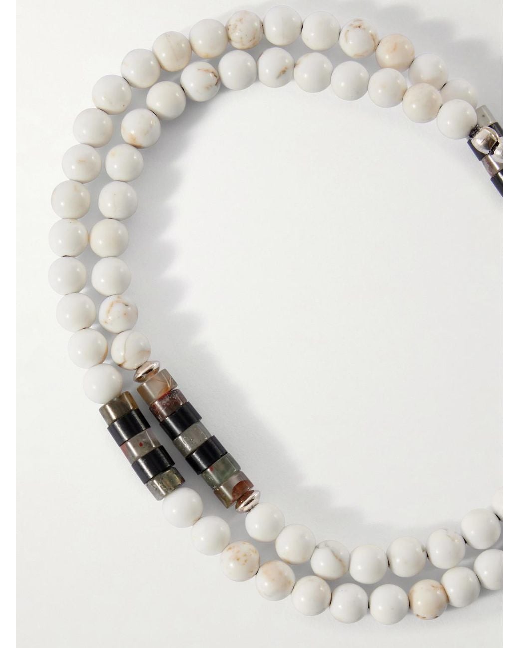 Mikia White Sterling Magnesite Bracelet for men