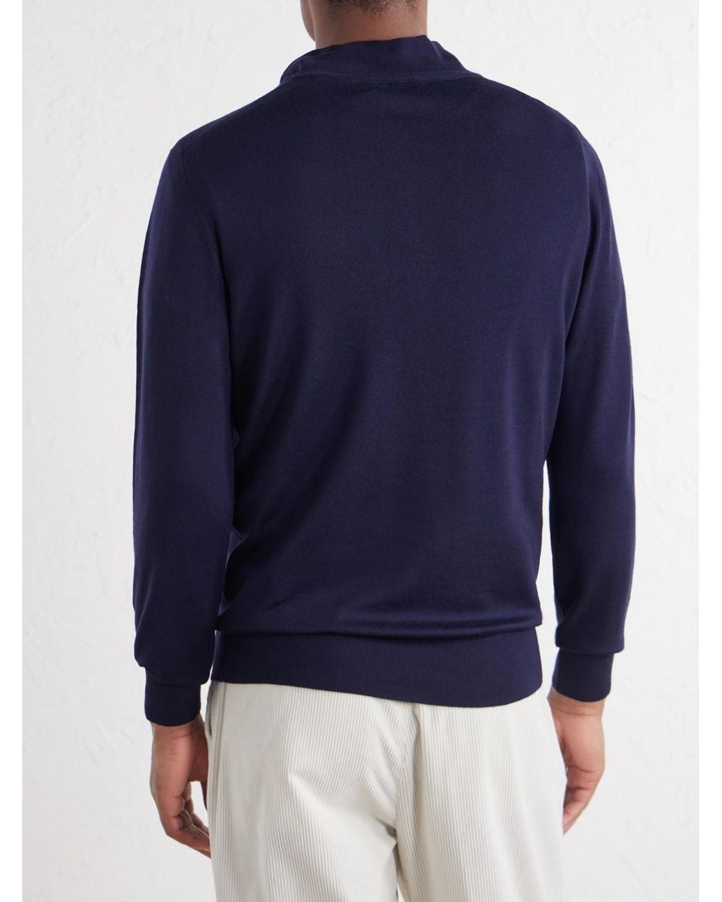 Canali Blue Wool Half-Zip Sweater for men