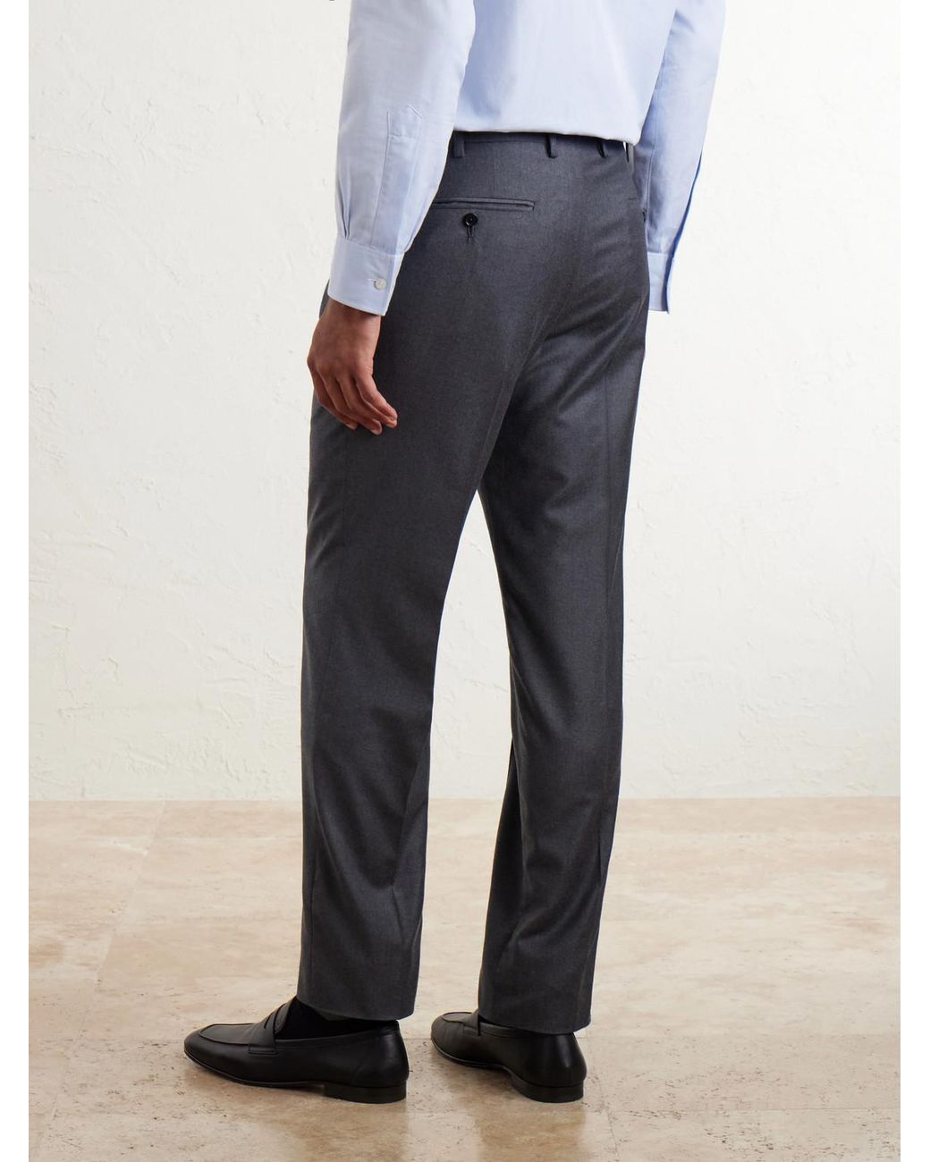 Kiton Blue Straight-Leg Wool Suit Trousers for men