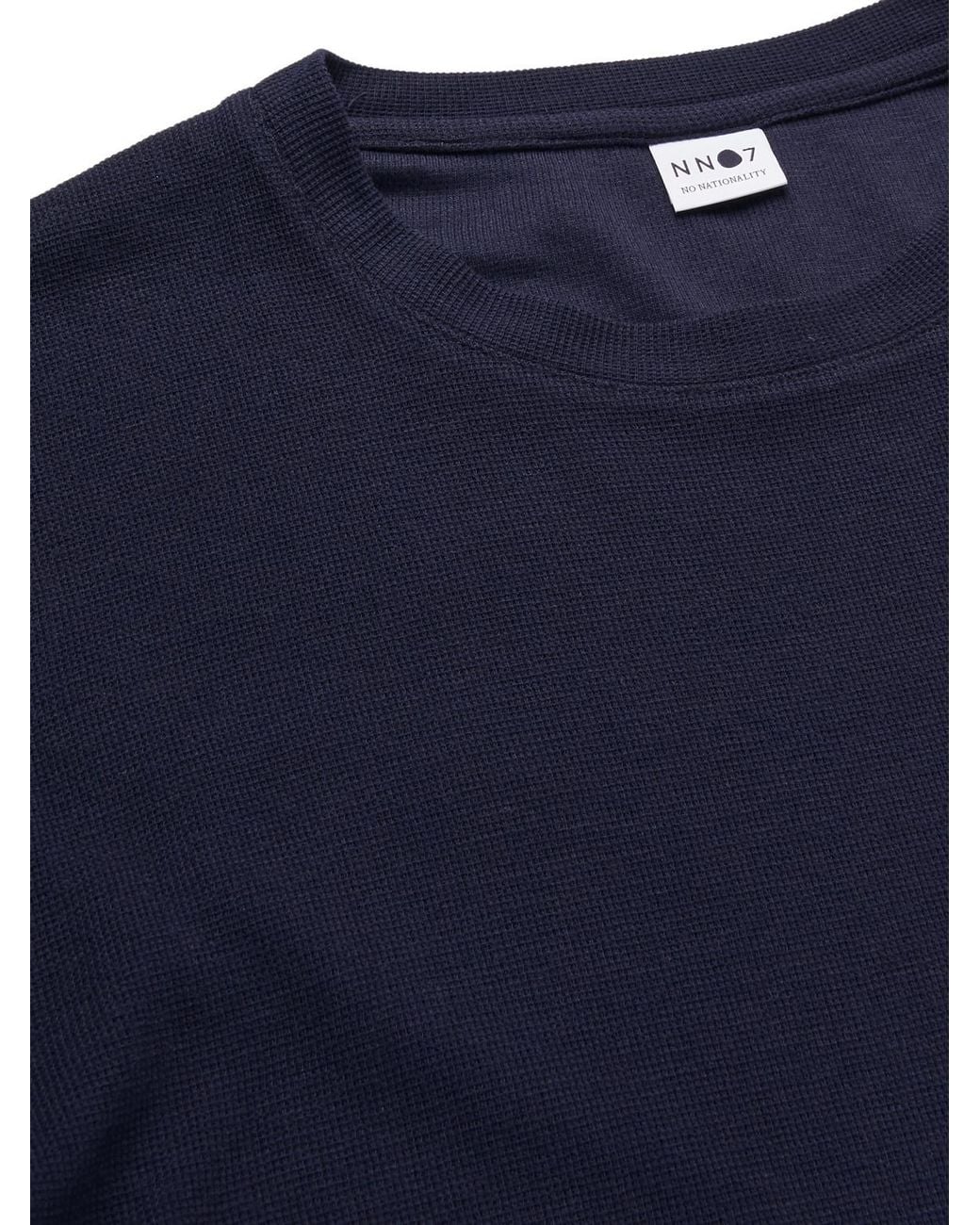 NN07 Blue Clive Waffle-Knit Cotton And Modal-Blend T-Shirt for men