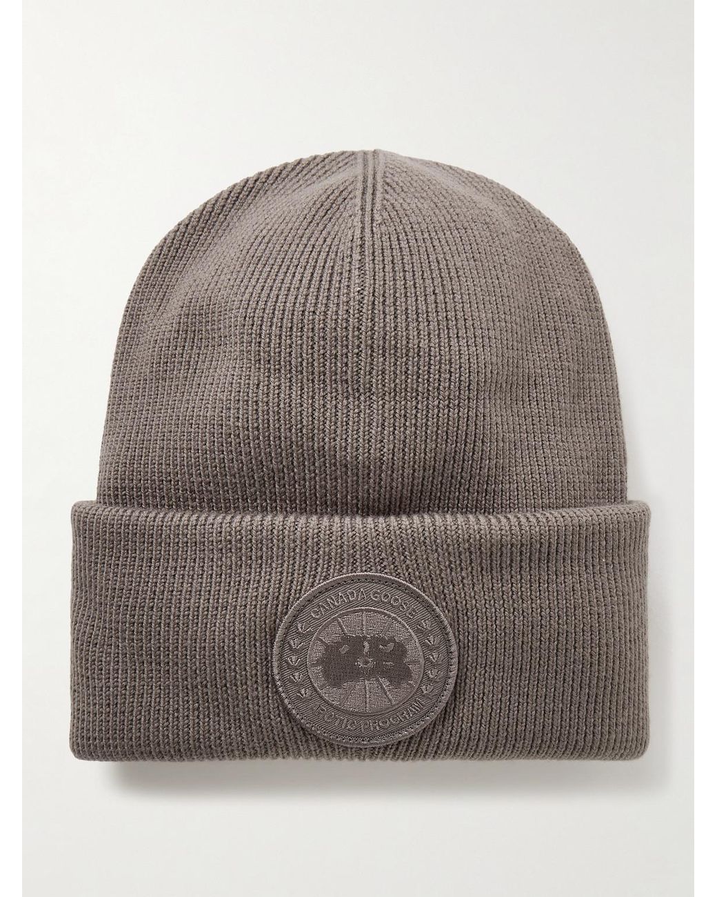 Canada Goose Gray Logo-Appliquéd Wool Beanie for men