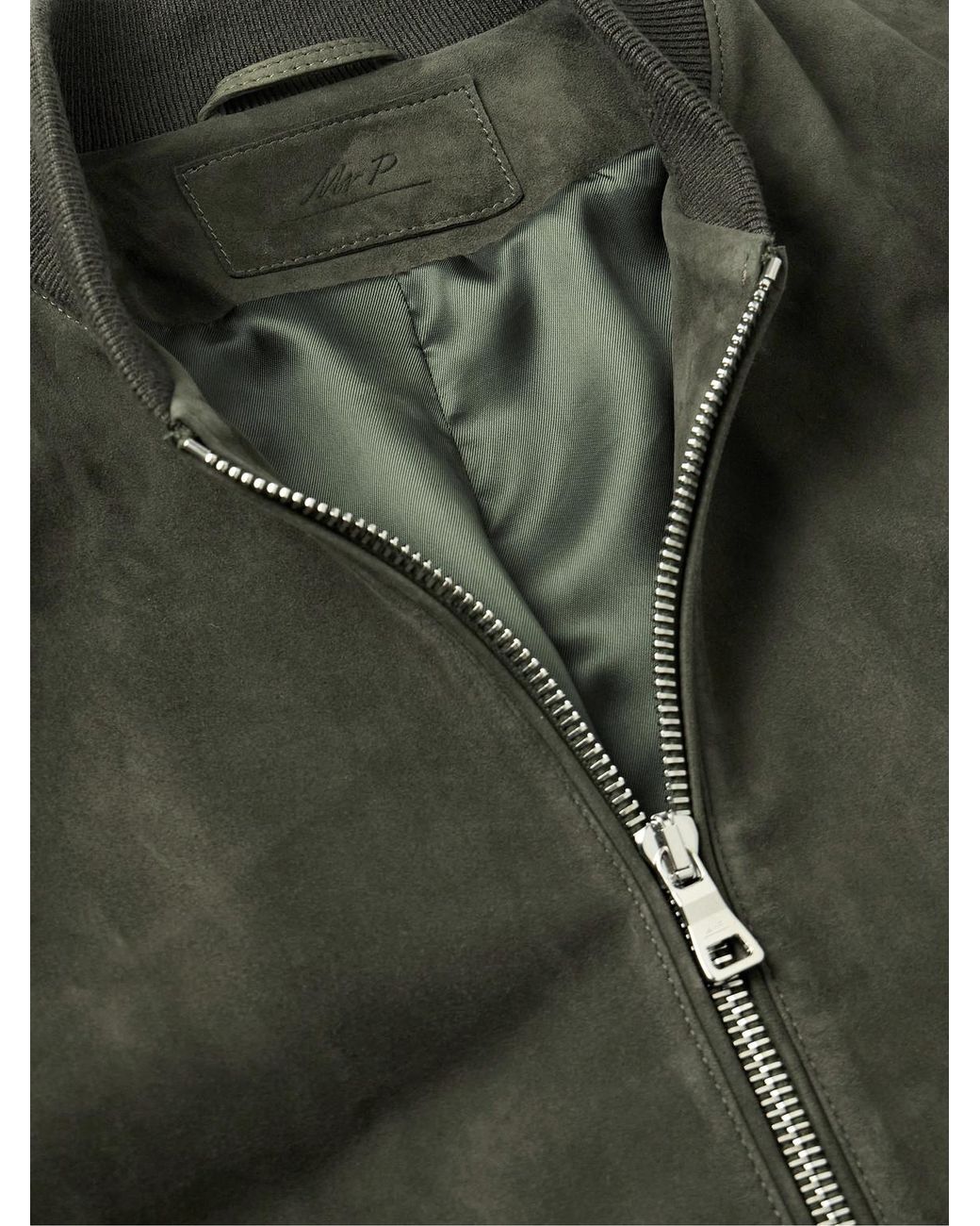 Mr P. Green Suede Bomber Jacket for men