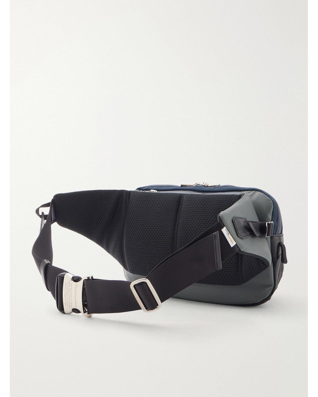 Master Piece Blue Leather-Trimmed Cordura Twill Belt Bag for men