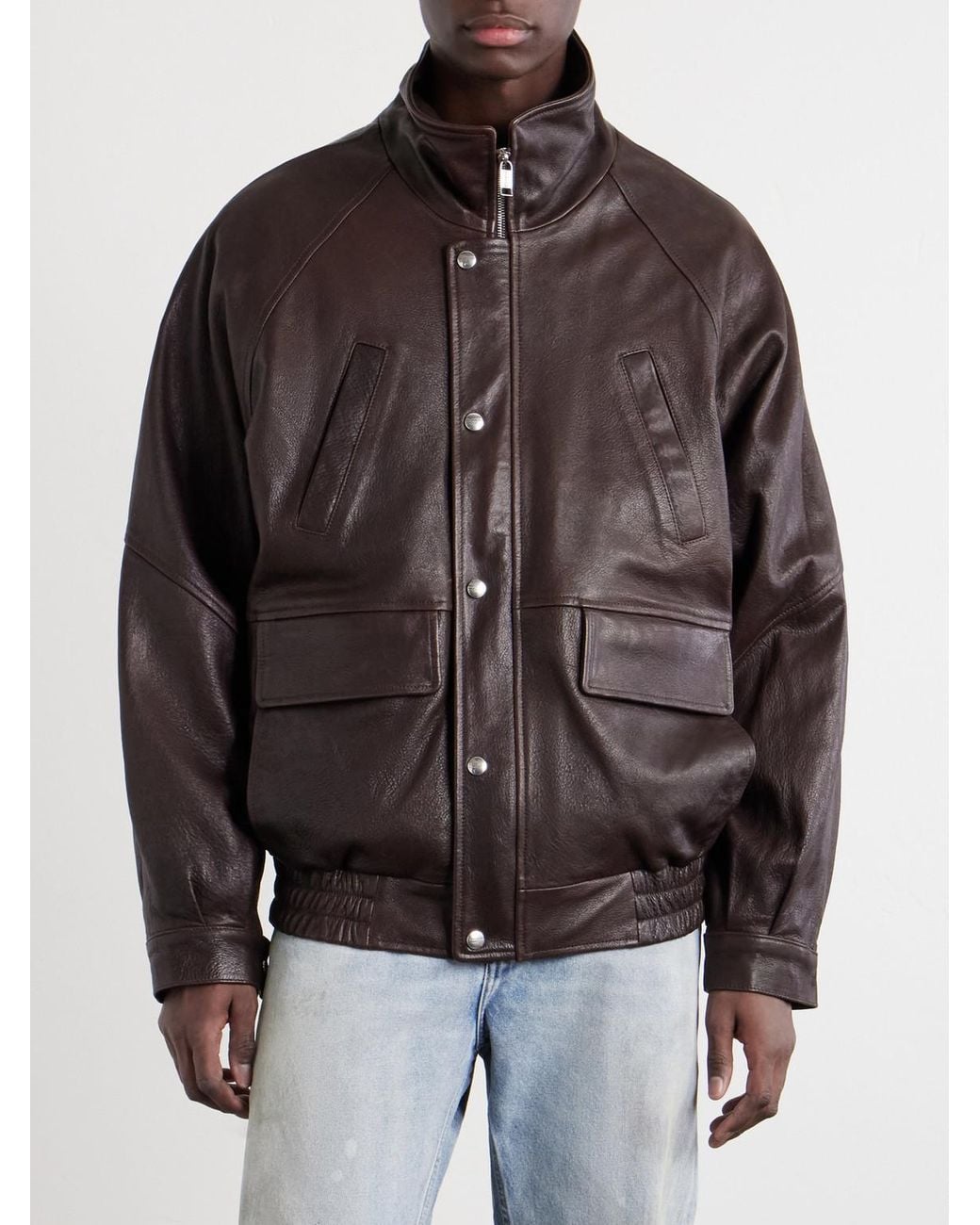 Enfants Riches Deprimes Brown Prince Phillip's Childhood Panelled Full-Grain Leather Jacket for men