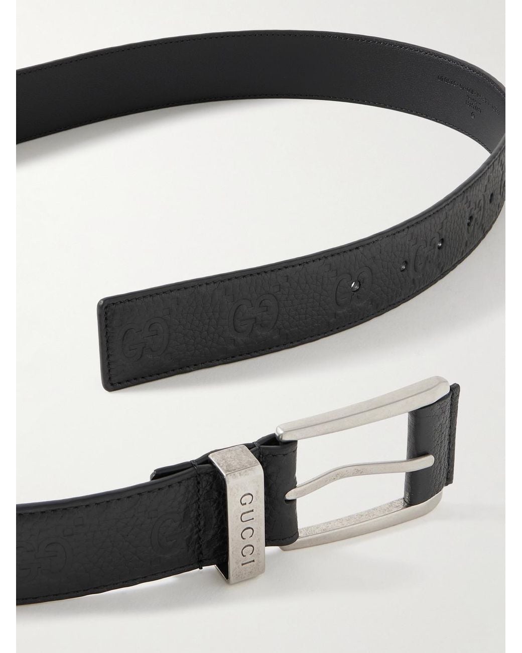 3Cm Logo-Debossed Full-Grain Leather Belt di Gucci in Black da Uomo