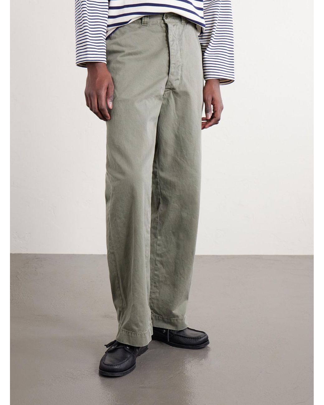 Remi Relief Gray Straight-leg Cotton Trousers for men