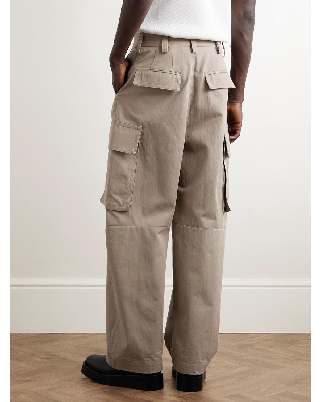 Bottega Veneta Natural Wide-leg Cotton-twill Cargo Trousers for men