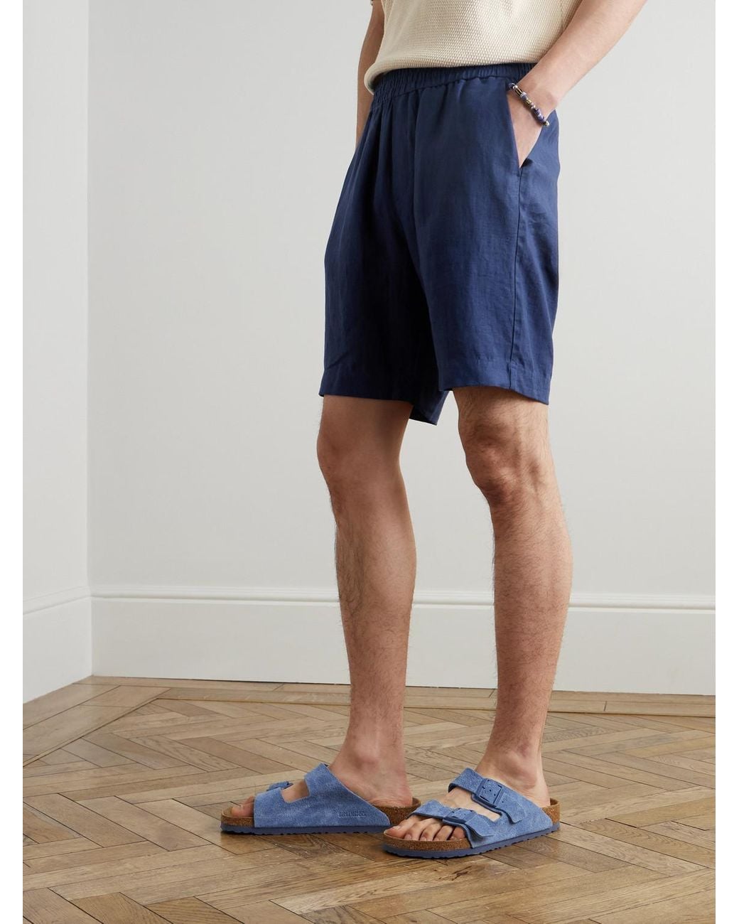 Sunspel Blue Straight-Leg Linen Shorts for men