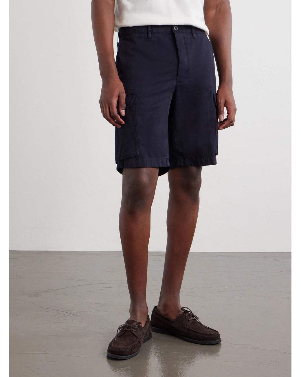 Slowear Blue Incotex Straight-Leg Cotton And Linen-Blend Shorts for men
