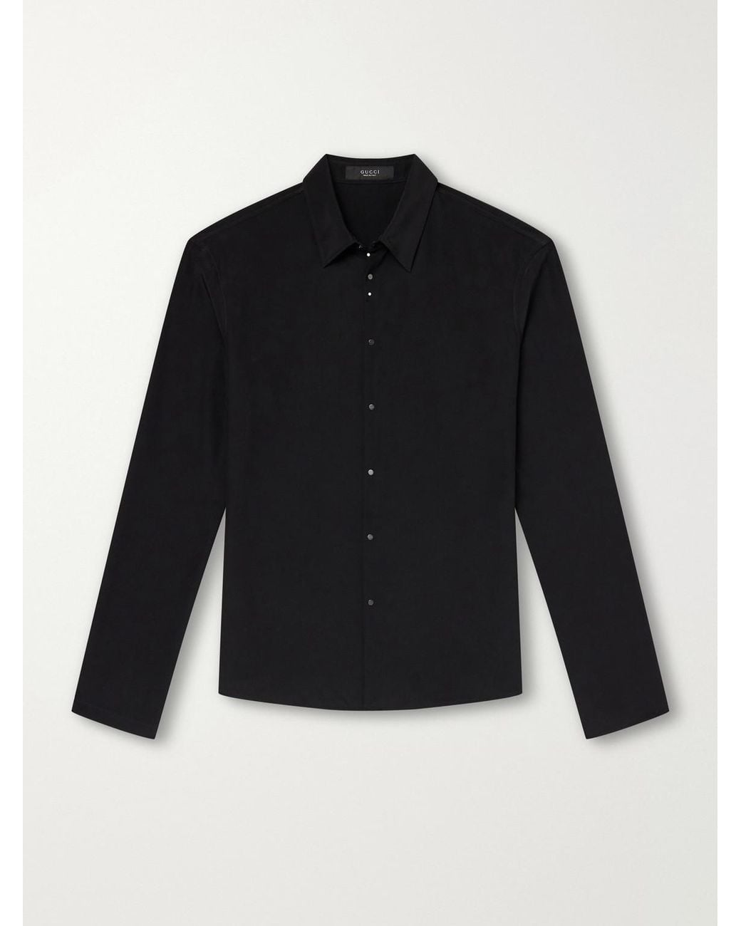 Gucci Black Cropped Silk-Crepe Shirt for men