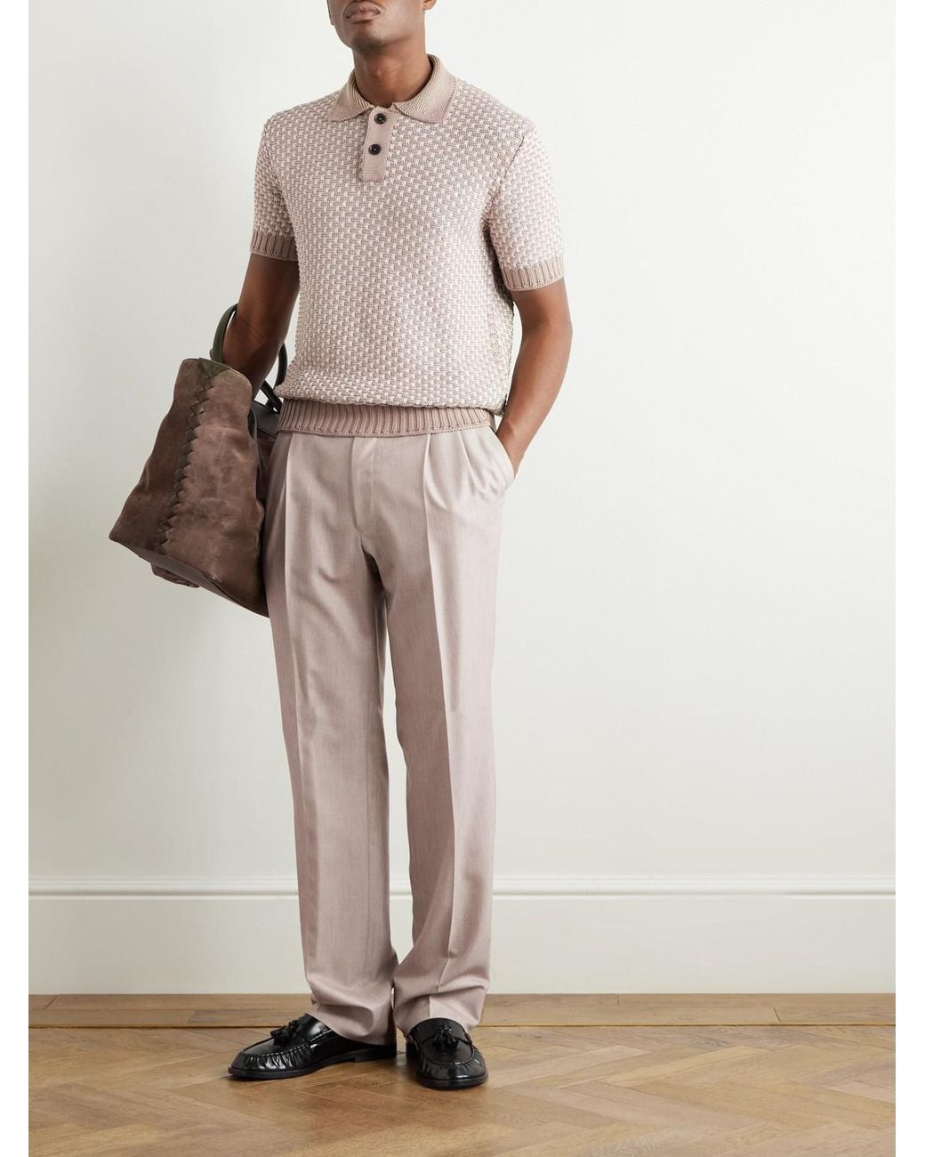 Zegna Natural Silk, Cotton And Linen-Blend Polo Shirt for men