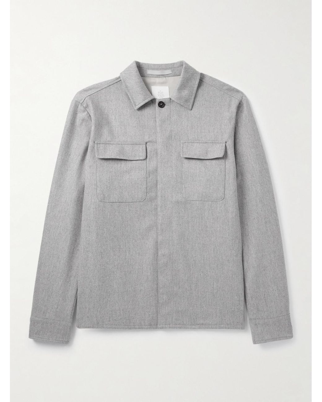 Eleventy Gray Wool-Blend Overshirt for men