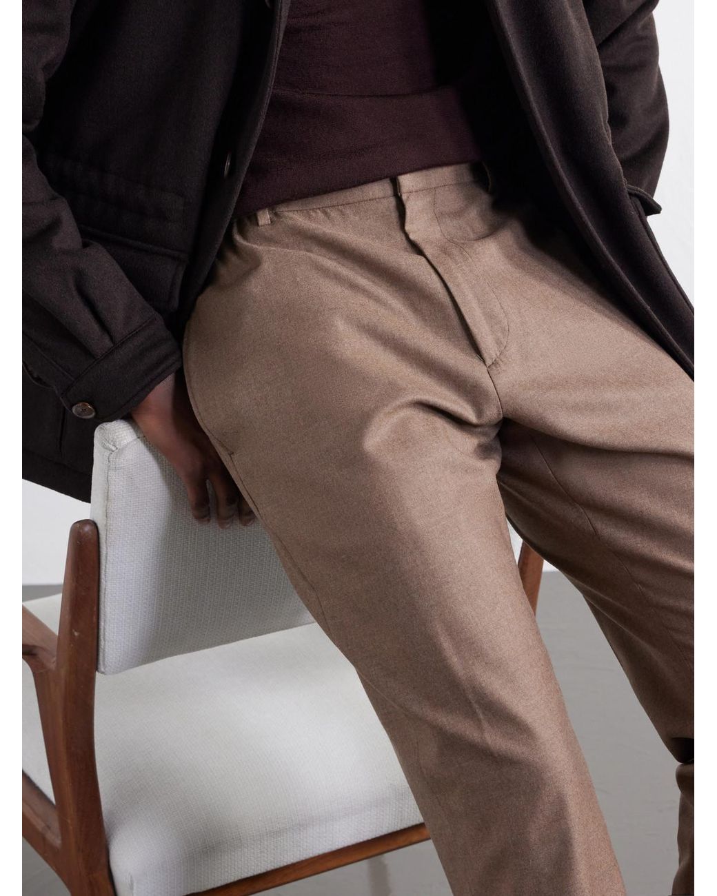 Boglioli Natural Straight-Leg Woven Virgin Wool Trousers for men
