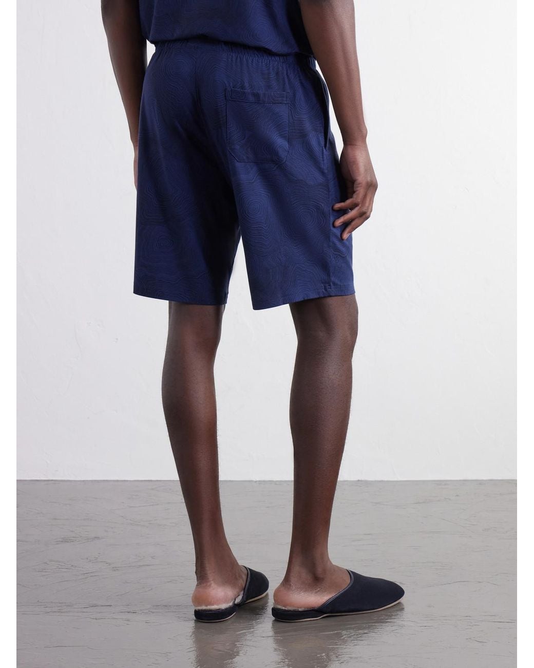 Derek Rose Blue London Printed Stretch-Modal Jersey Drawstring Pyjama Shorts for men