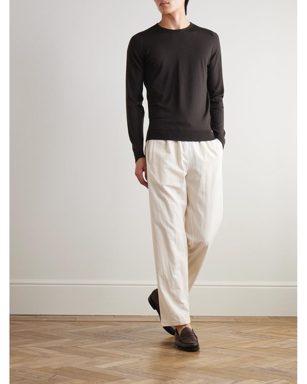 John Smedley Blue Lundy Slim-Fit Merino Wool Sweater for men