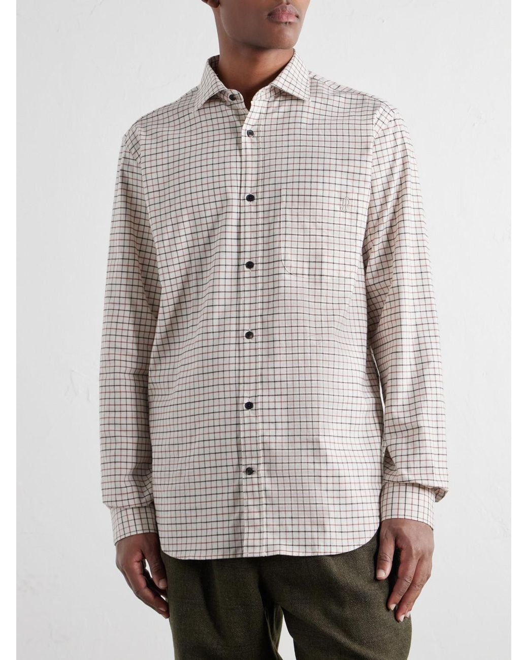 James Purdey & Sons Natural Checked Cotton-Flannel Shirt for men
