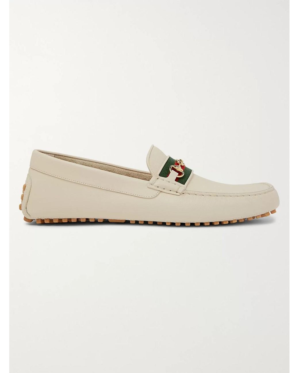 Gucci White Web Strap Driving Shoes for men