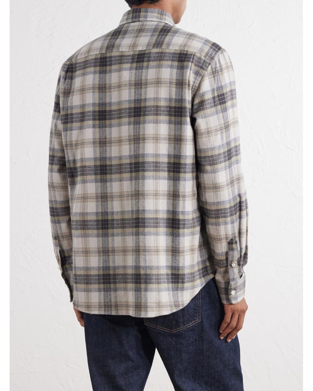 De Bonne Facture White Checked Cotton Shirt for men