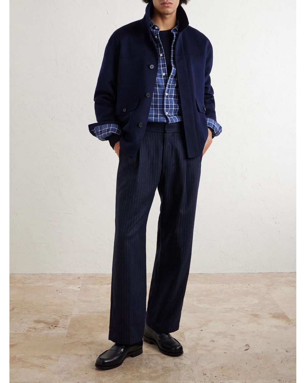 Mr P. Blue Double-faced Cashmere Chore Jacket for men