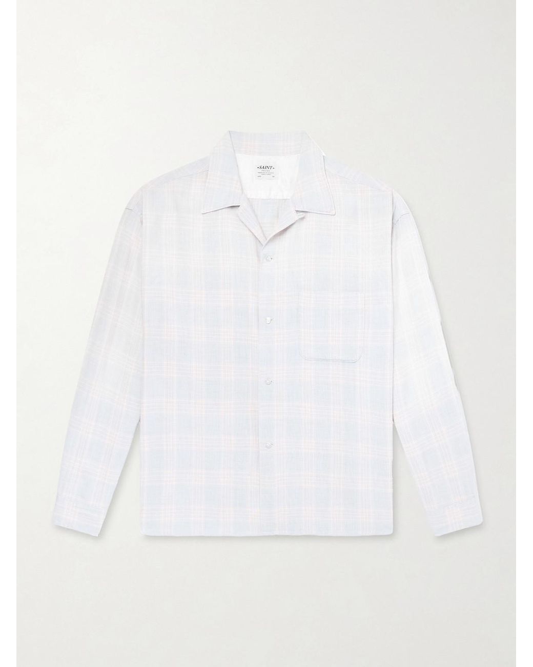 SAINT Mxxxxxx White Convertible-collar Checked Flannel Shirt for men