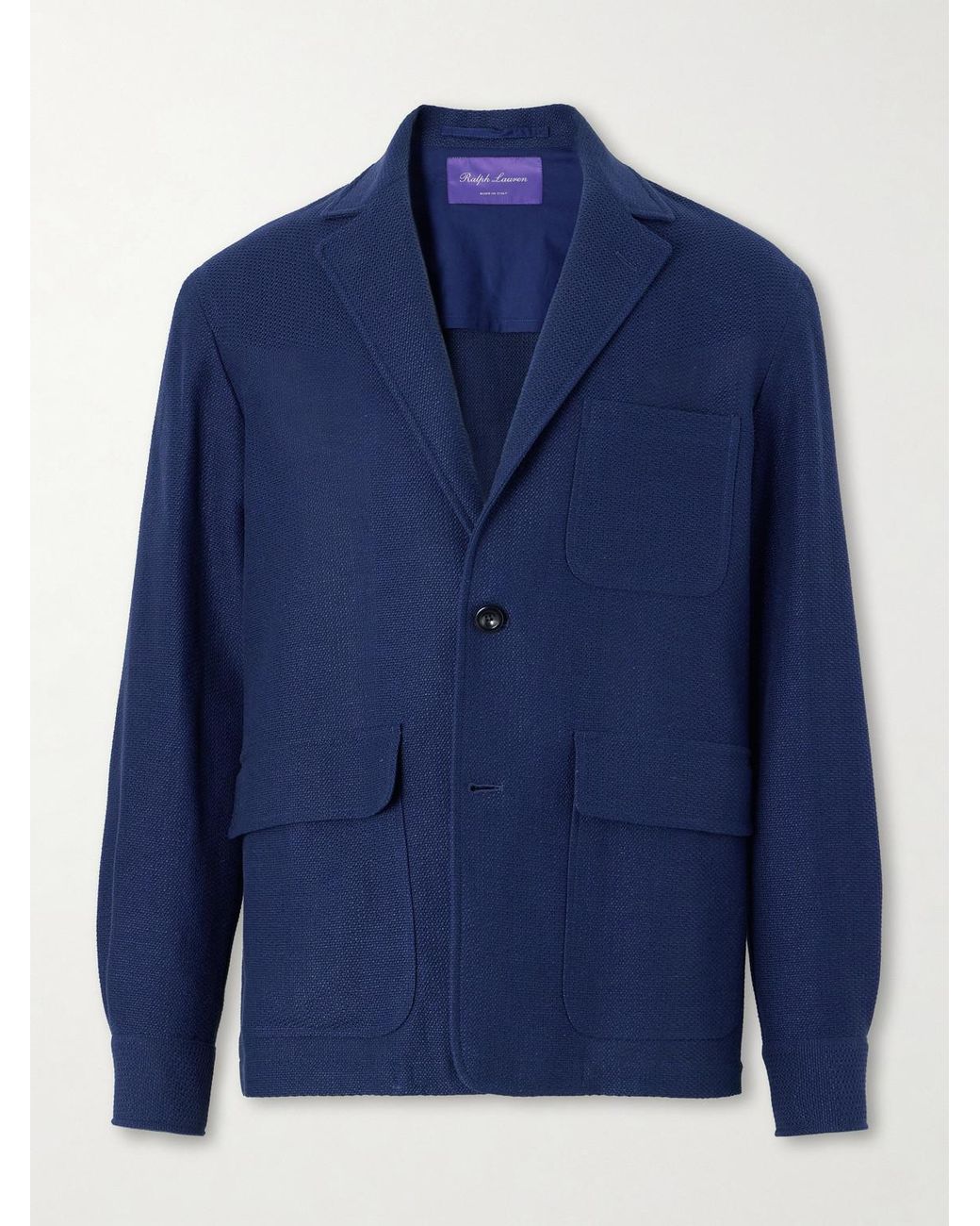 Ralph Lauren Blue Cotton-blend Waffle-knitted Blazer Jacket for men