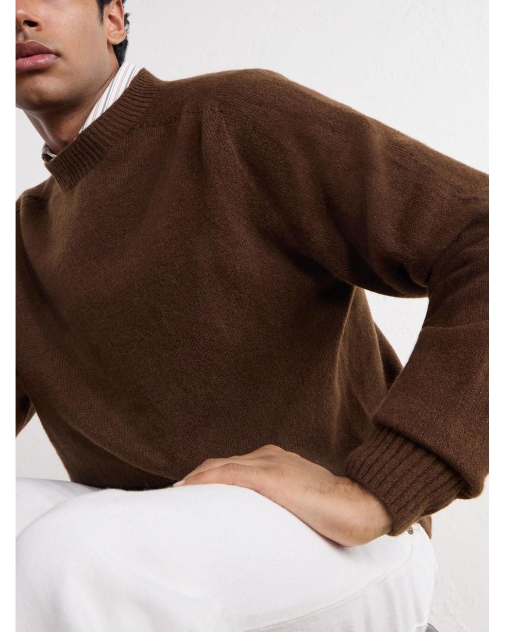 Margaret Howell Brown Seamless Merino Wool And Cashmere-Blend Sweater for men