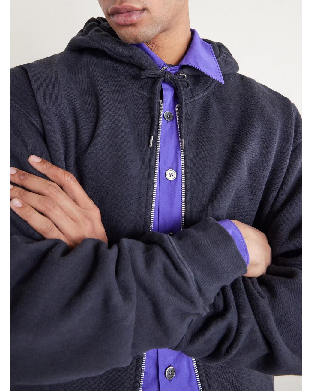 Our Legacy Blue Rascal Cotton-jersey Zip-up Hoodie for men