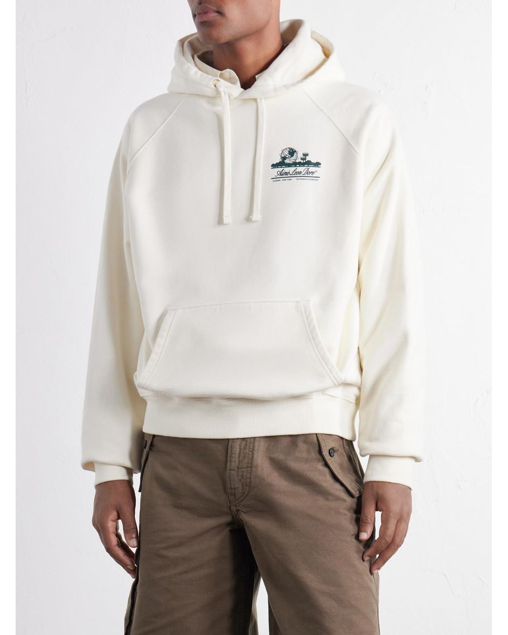 Aimé Leon Dore Natural Unisphere Logo-print Cotton-jersey Hoodie for men