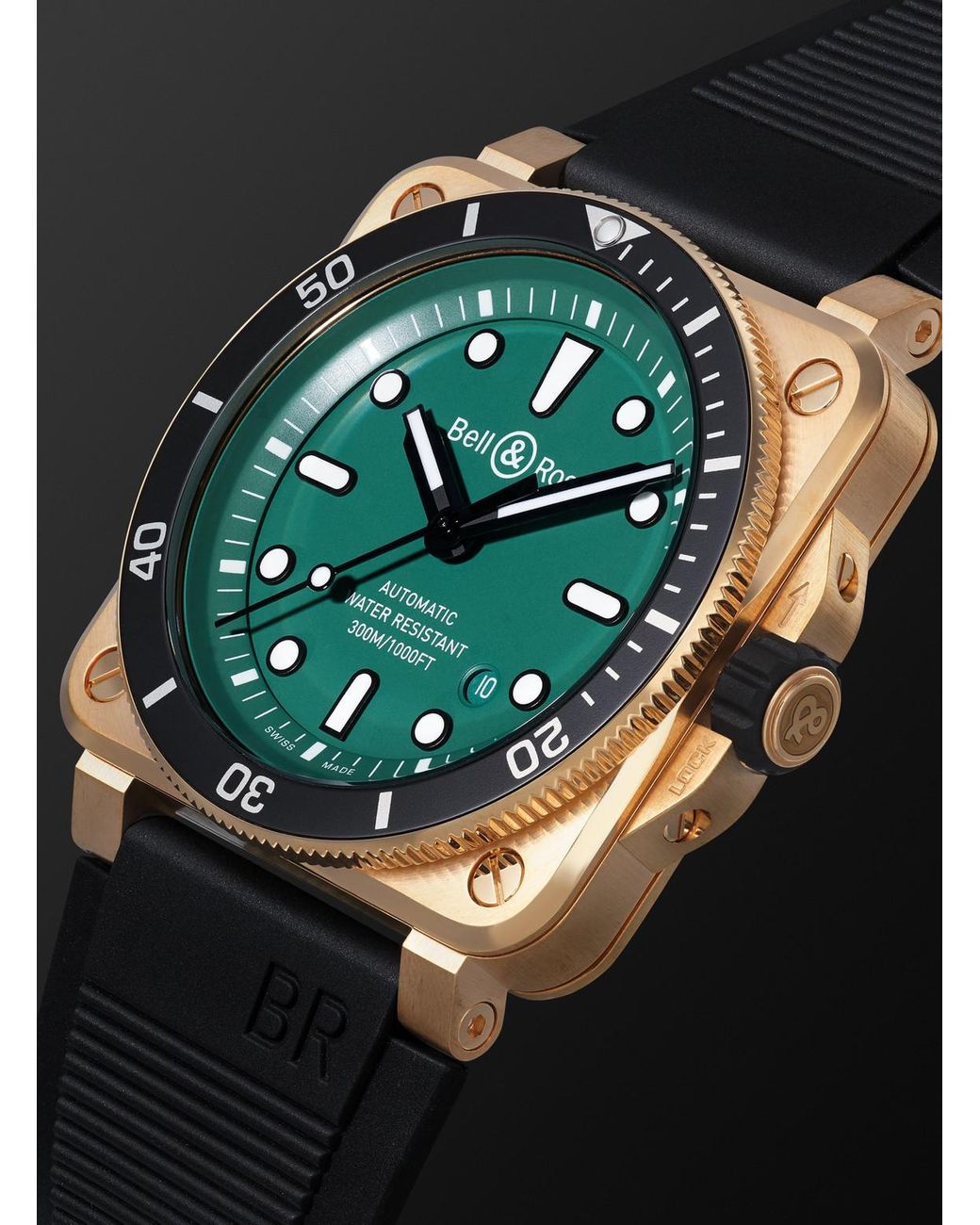 Bell & Ross Black Br 03-92 Diver Limited Edition Automatic 42Mm Bronze And Rubber Watch, Ref. No. Br0392-D-Lt-Br/Srb for men