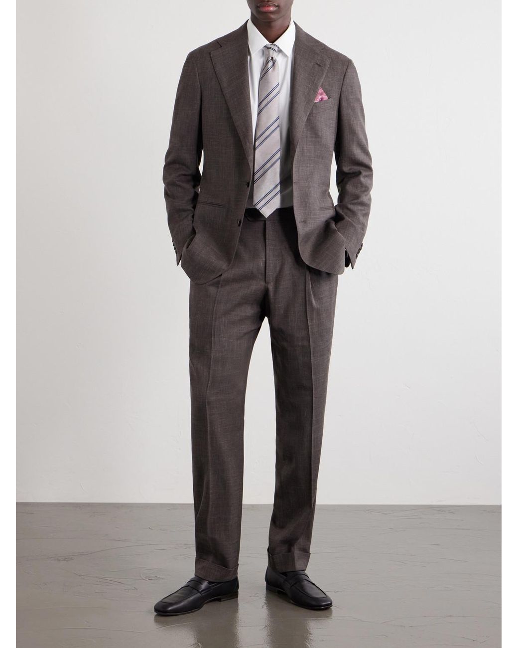 Canali White Oai Classic-Collar Cotton Shirt for men