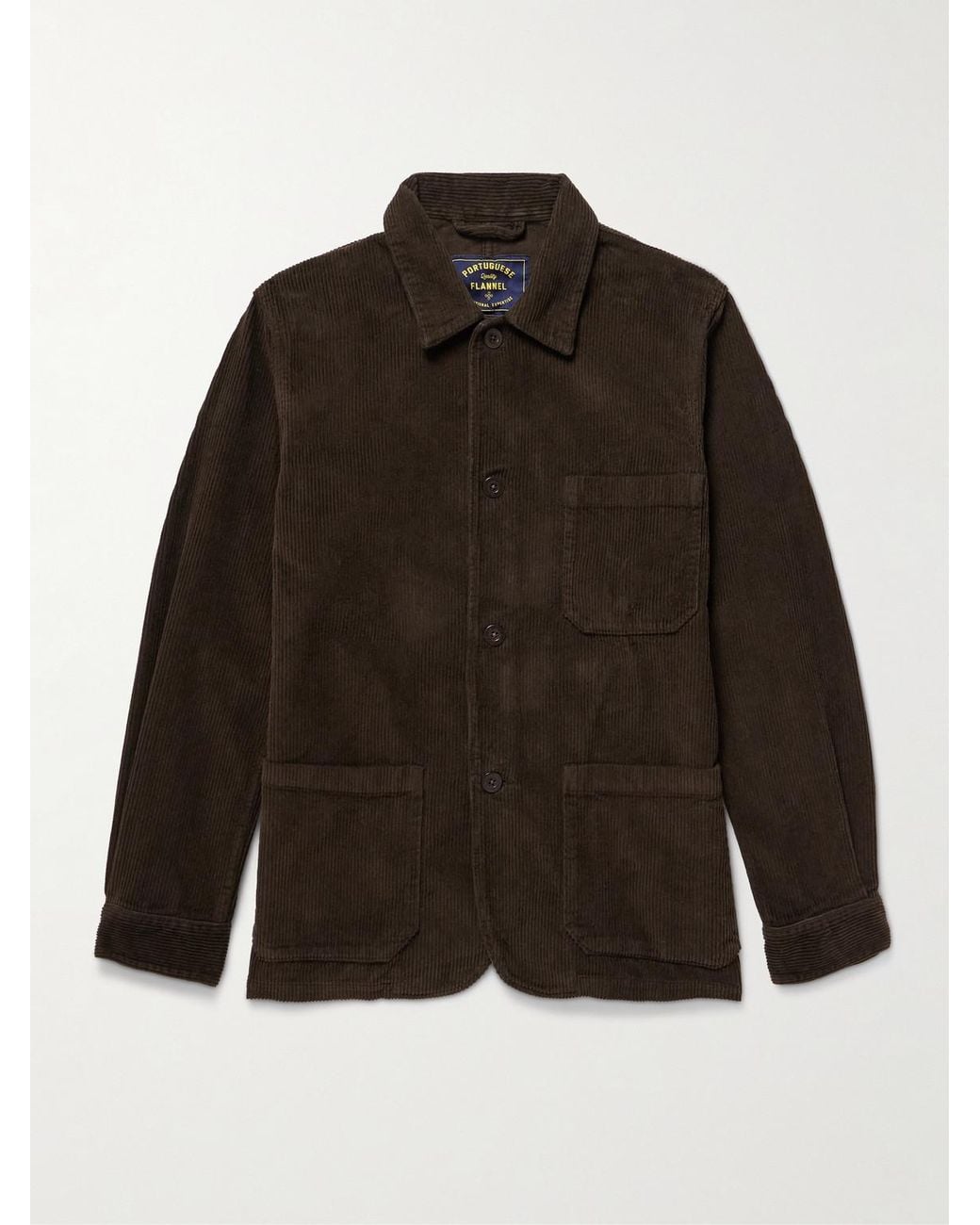Portuguese Flannel Brown Labura Cotton-Corduroy Overshirt for men