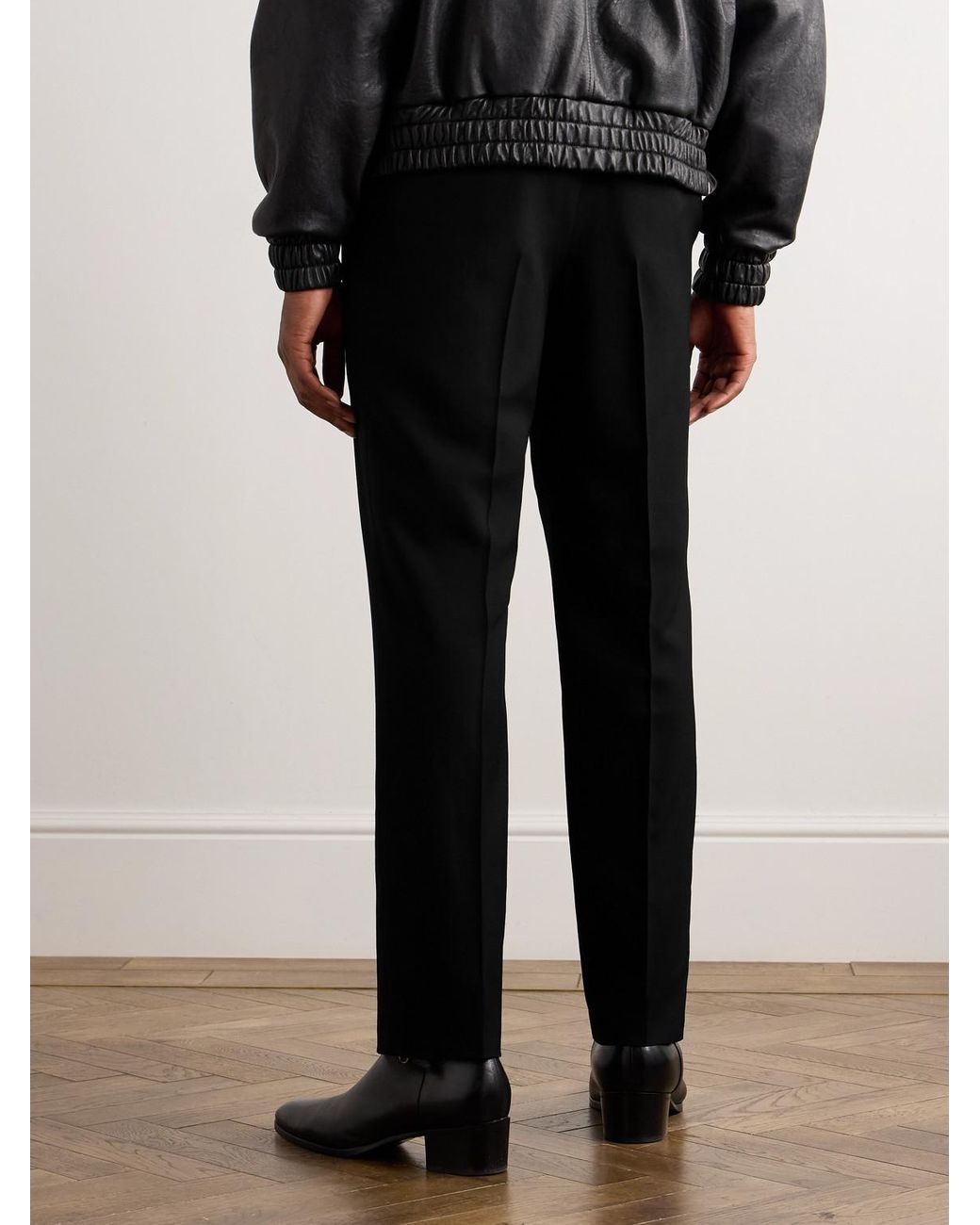 Saint Laurent Black Straight-Leg Wool-Twill Trousers for men