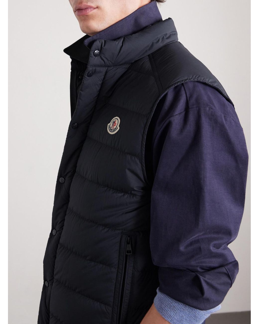 Moncler Blue Barthe Logo-Appliquéd Quilted Nylon Down Gilet for men