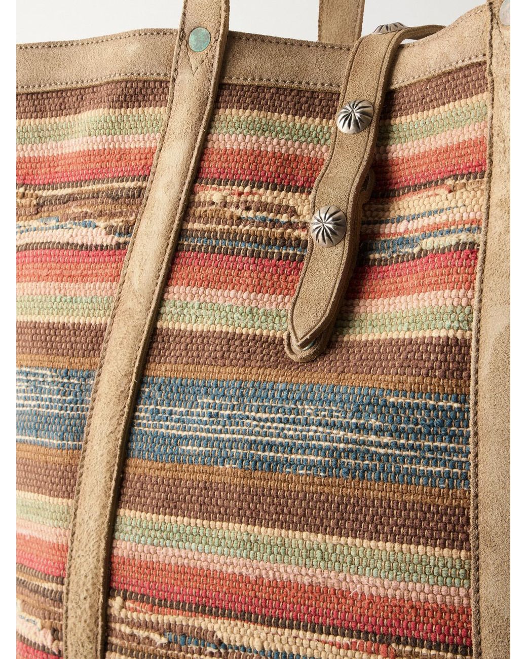 RRL Natural Murphy Medium Suede-Trimmed Woven Cotton Tote Bag for men