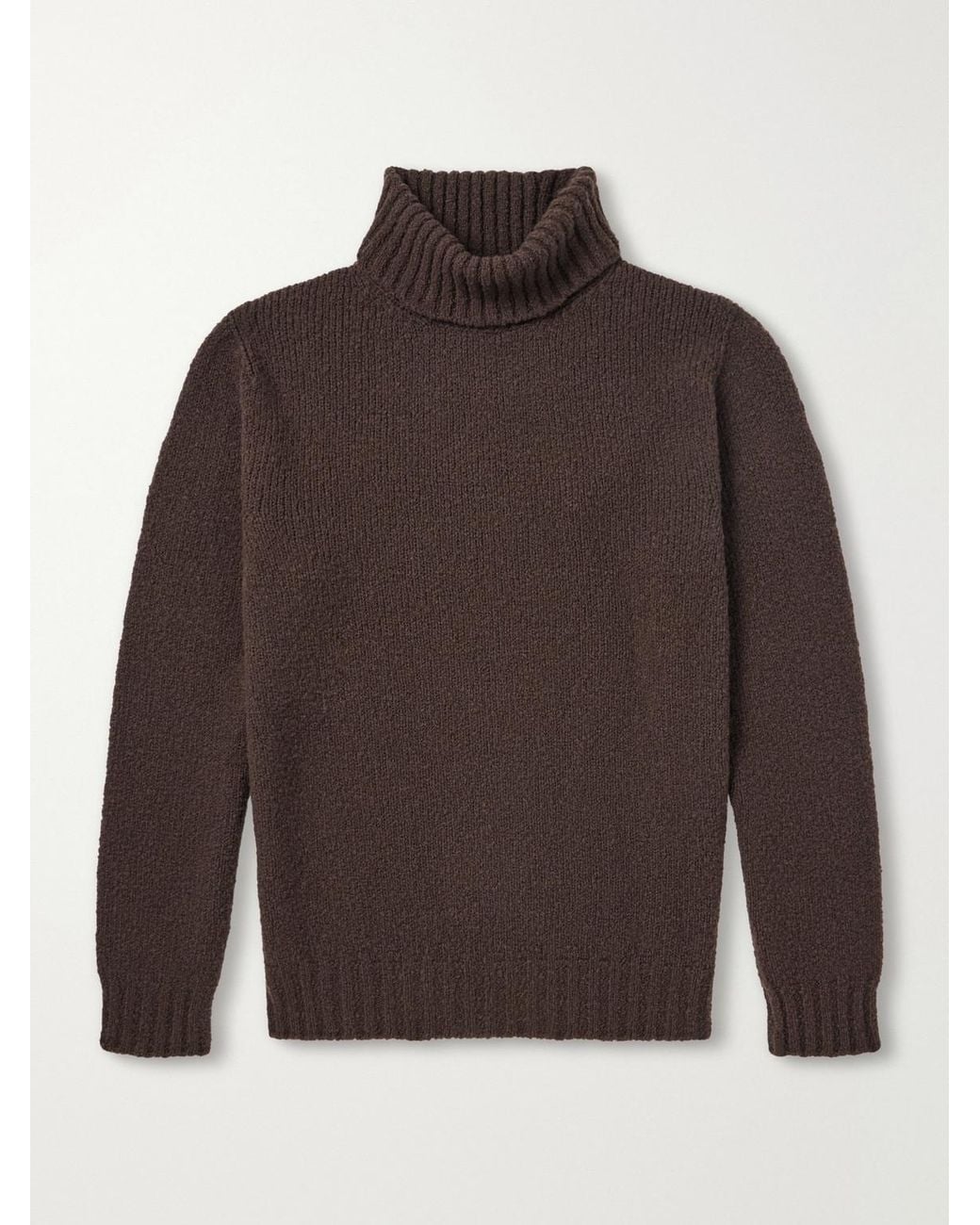 De Bonne Facture Brown Wool-Bouclé Rollneck Sweater for men