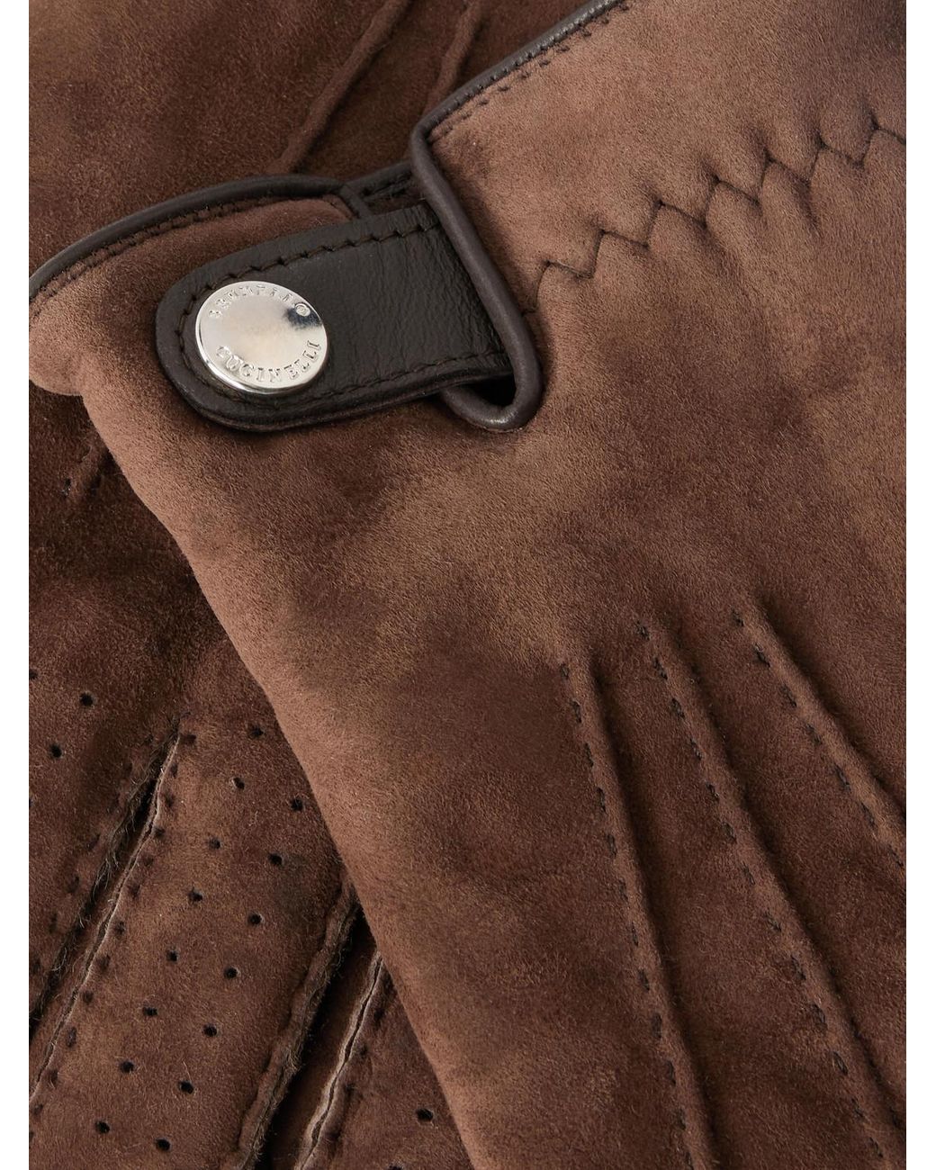 Brunello Cucinelli Brown Suede Gloves for men