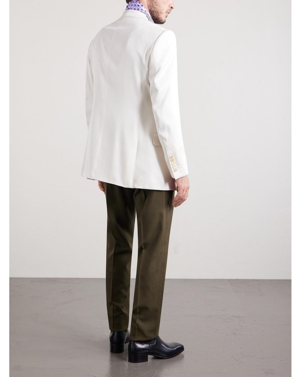 Tom Ford Natural Double-breasted Silk-gabardine Blazer for men