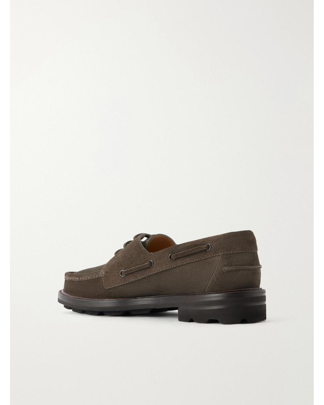 Brioni Brown Suede Boat Shoes for men