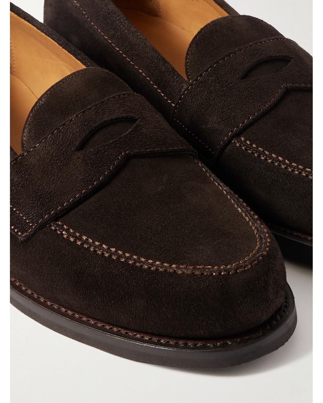 Morjas White The Ivy Suede Penny Loafers for men