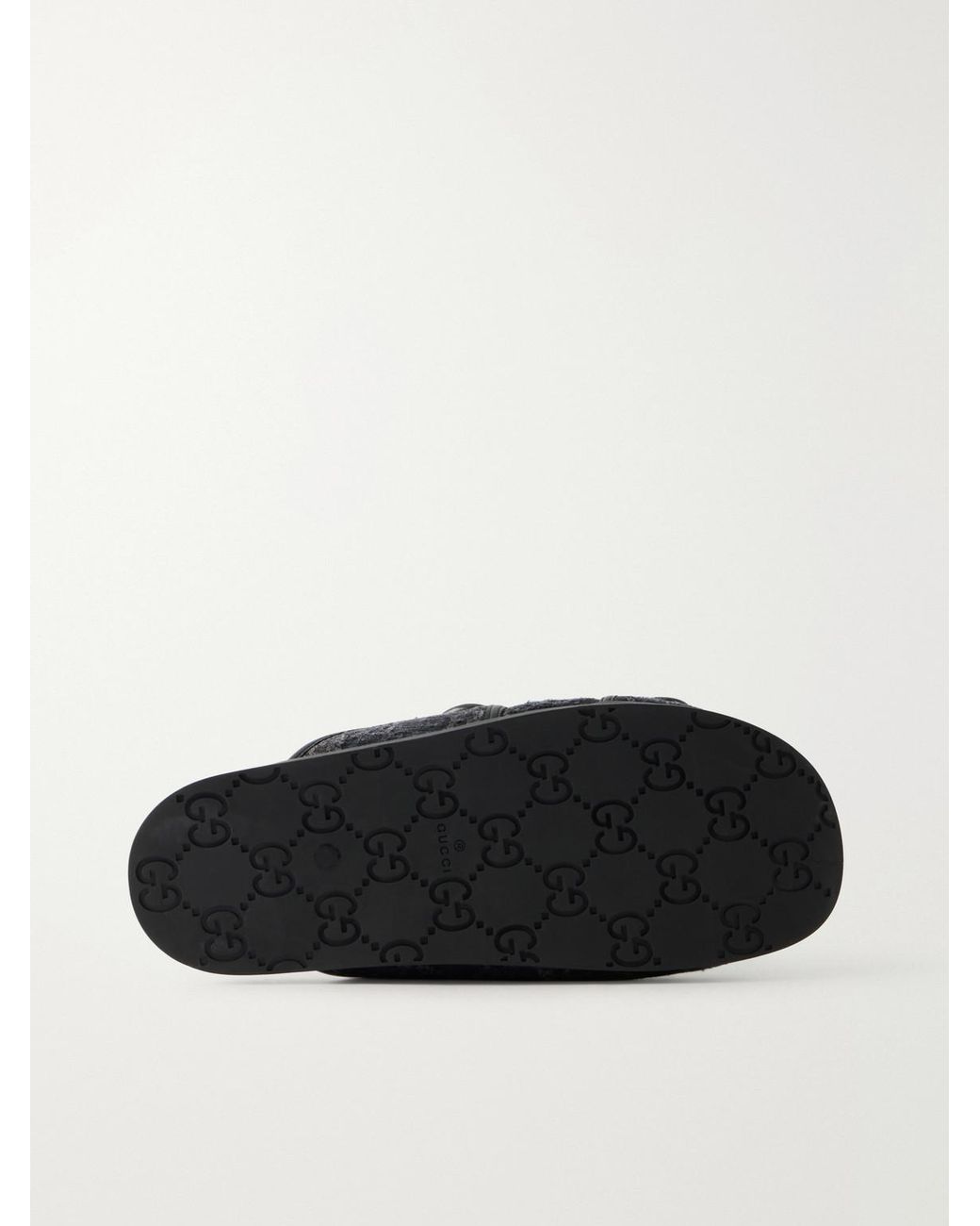 Gucci White Logo-Jacquard Leather-Trimmed Canvas Sandals for men