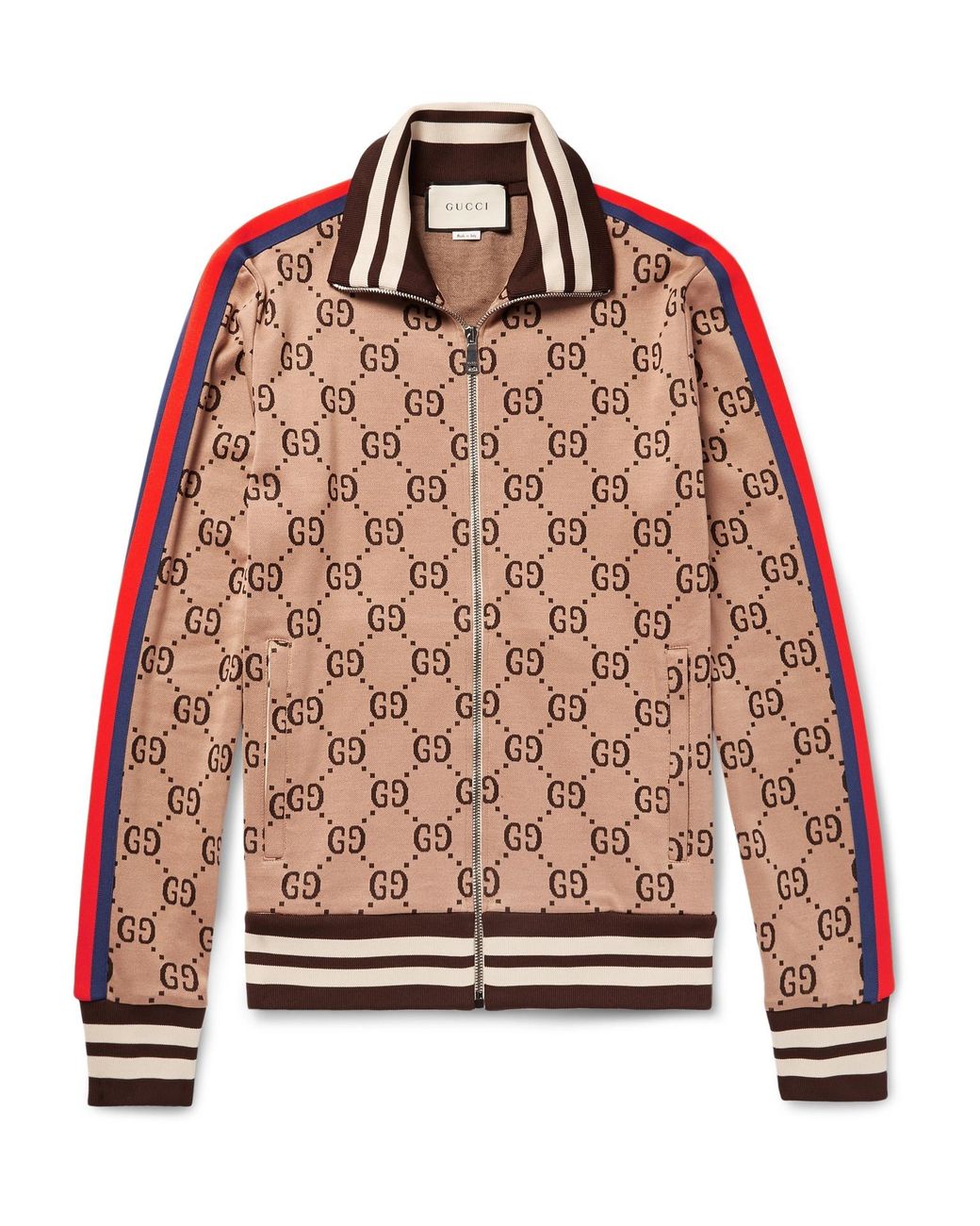 Gucci Slim-fit Webbing-trimmed Cotton-jacquard Track Jacket in Brown for  Men | Lyst