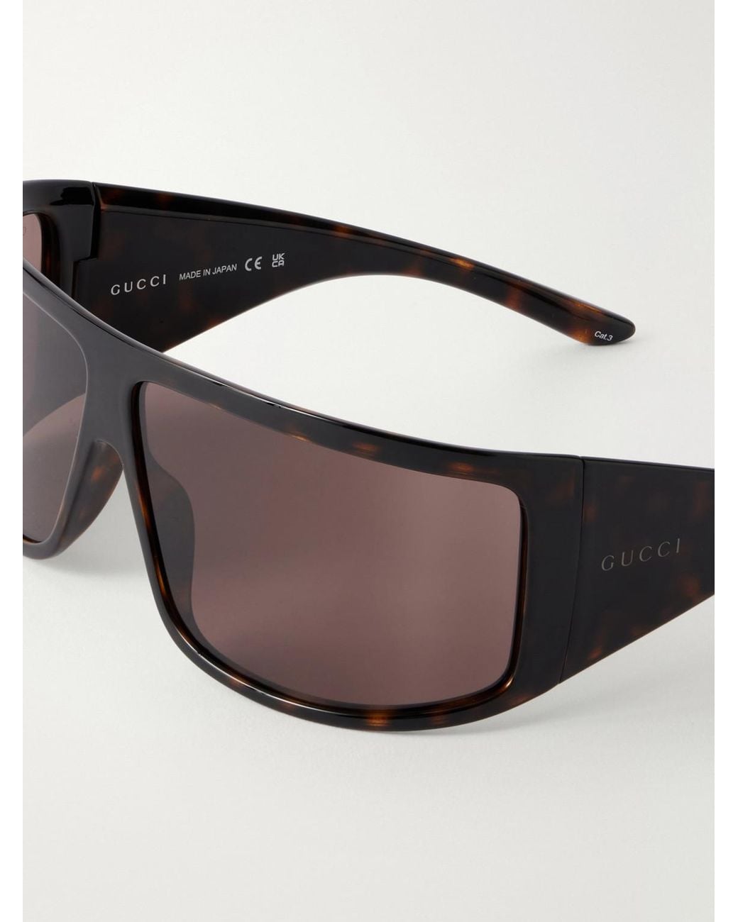 Gucci Black Injected Shield D-frame Tortoiseshell Acetate Sunglasses for men
