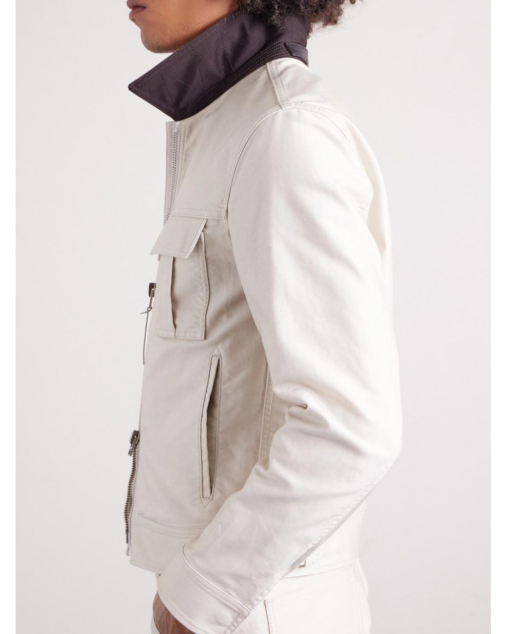 Tom Ford White Slim-Fit Cotton-Satin Blouson Jacket for men