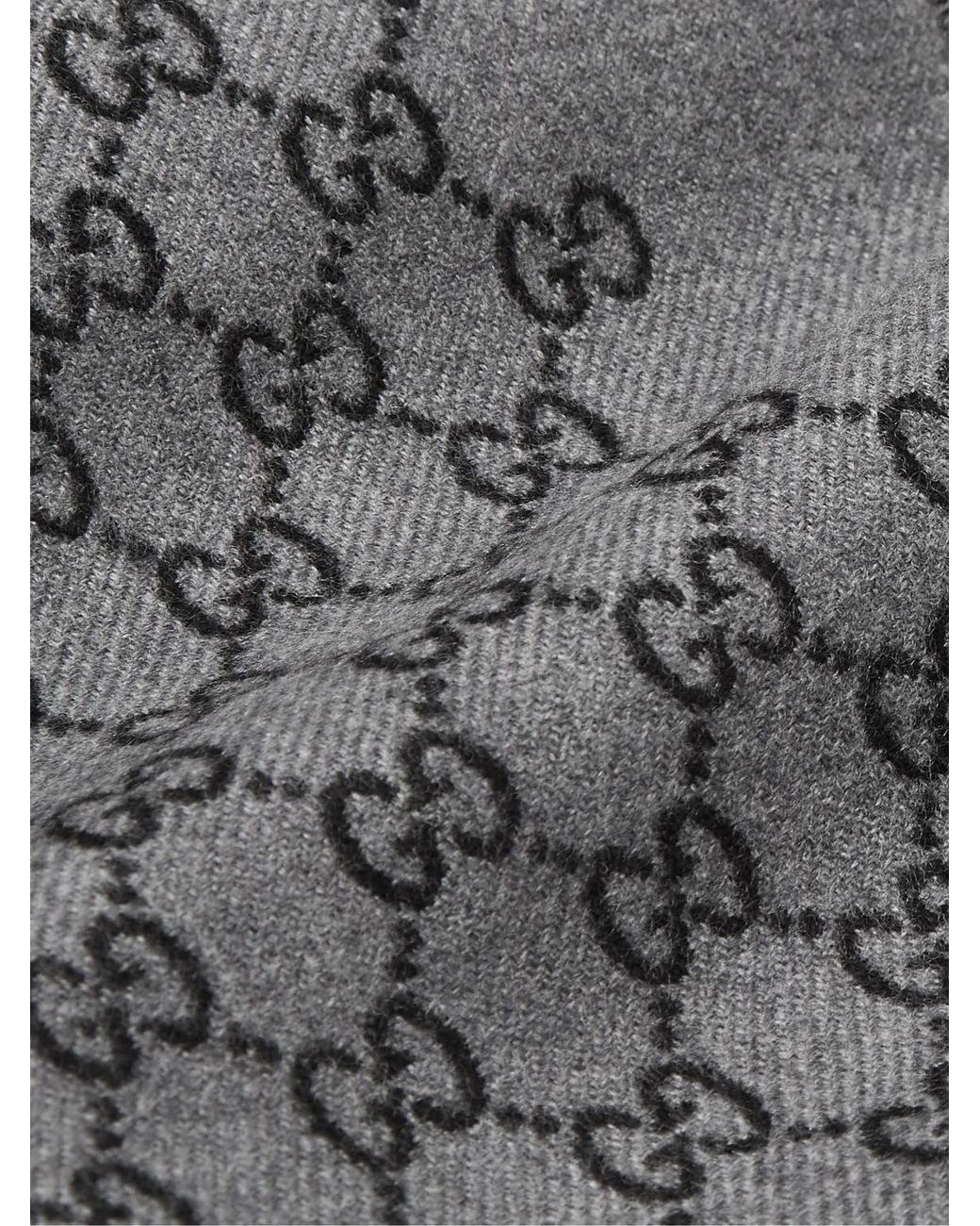 Gucci Black Reversible Logo-Print Wool Scarf for men