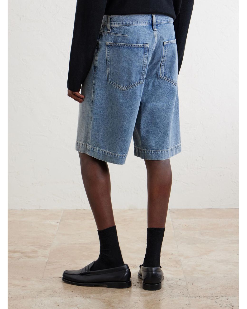 Rag & Bone Blue Wide-Leg Denim Shorts for men