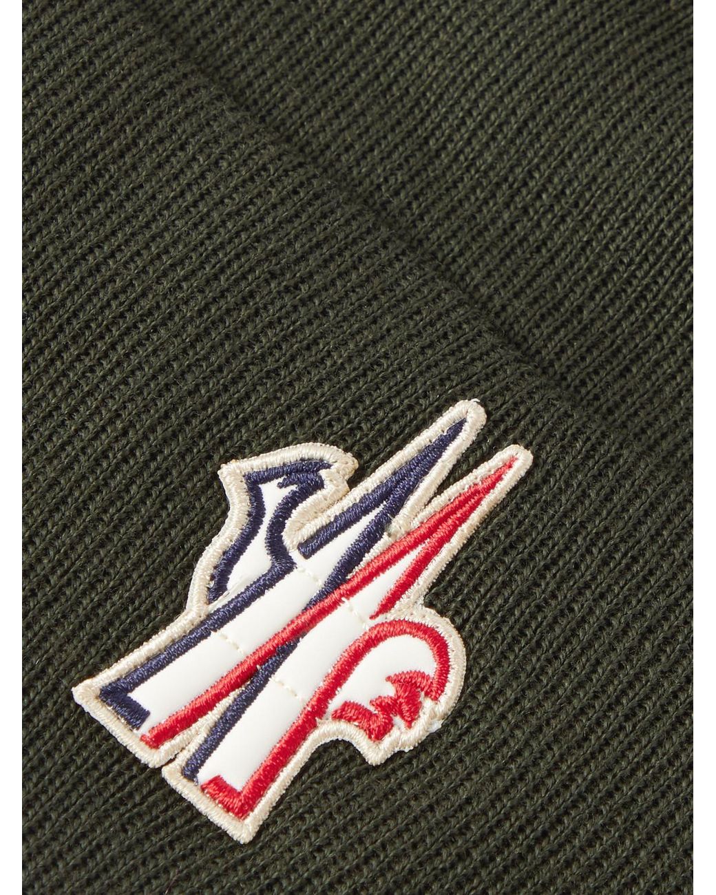 Moncler Green Logo-Appliquéd Ribbed Wool Beanie for men