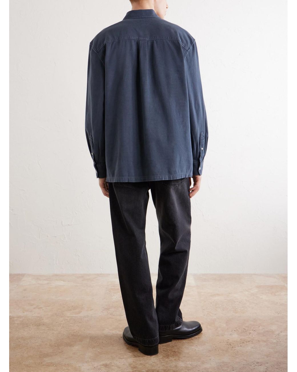 Officine Generale Blue Jordy Cotton-Twill Polo Shirt for men