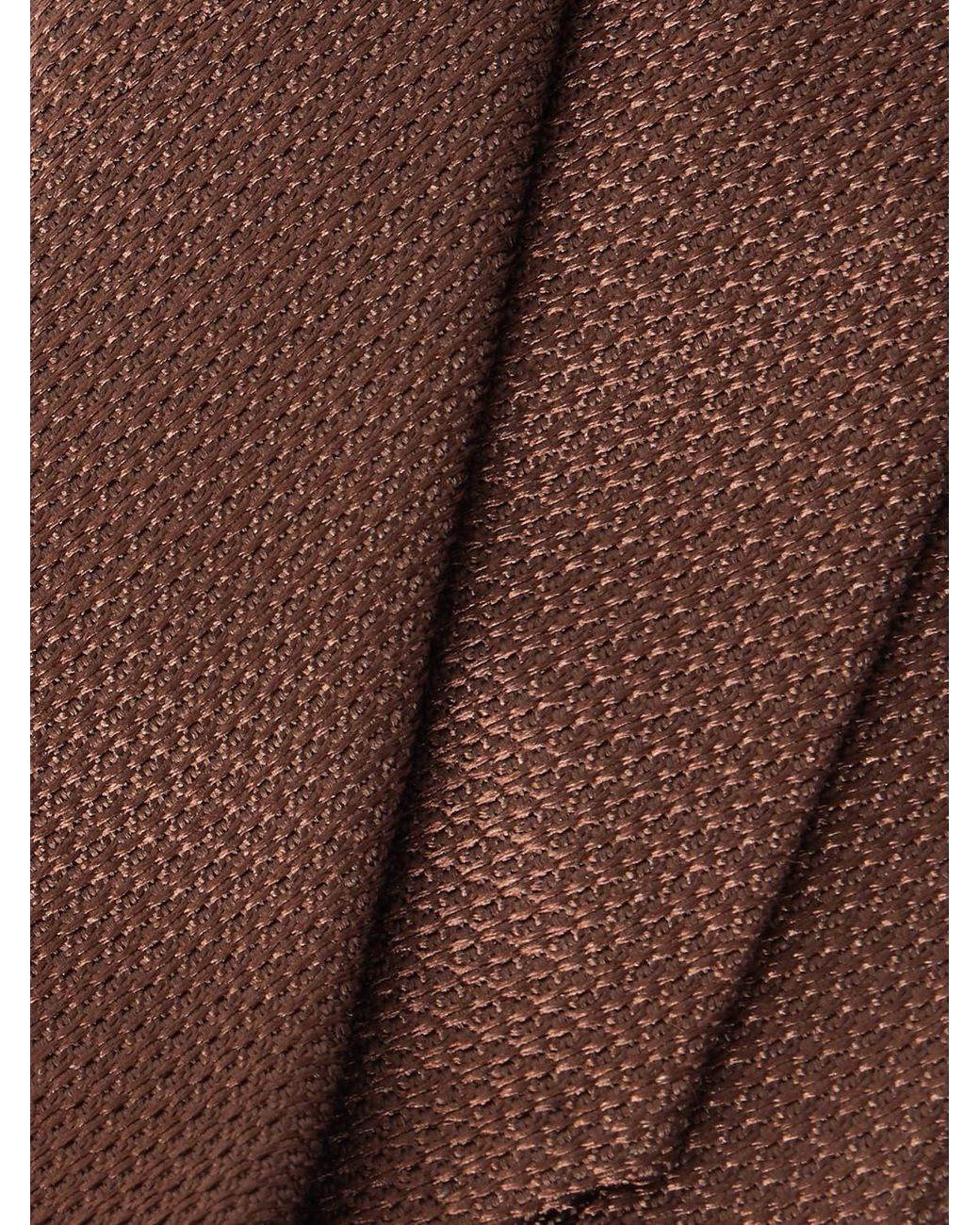 De Petrillo Brown Houndstooth Silk-jacquard Tie for men