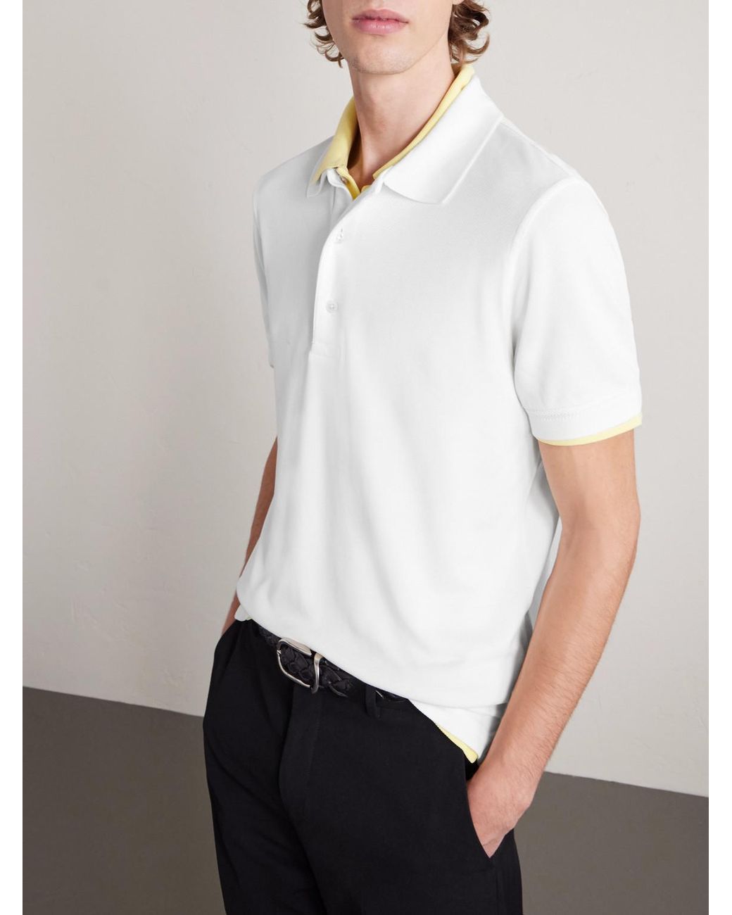 Tom Ford White Slim-Fit Lyocell And Cotton-Blend Piqué Polo Shirt for men
